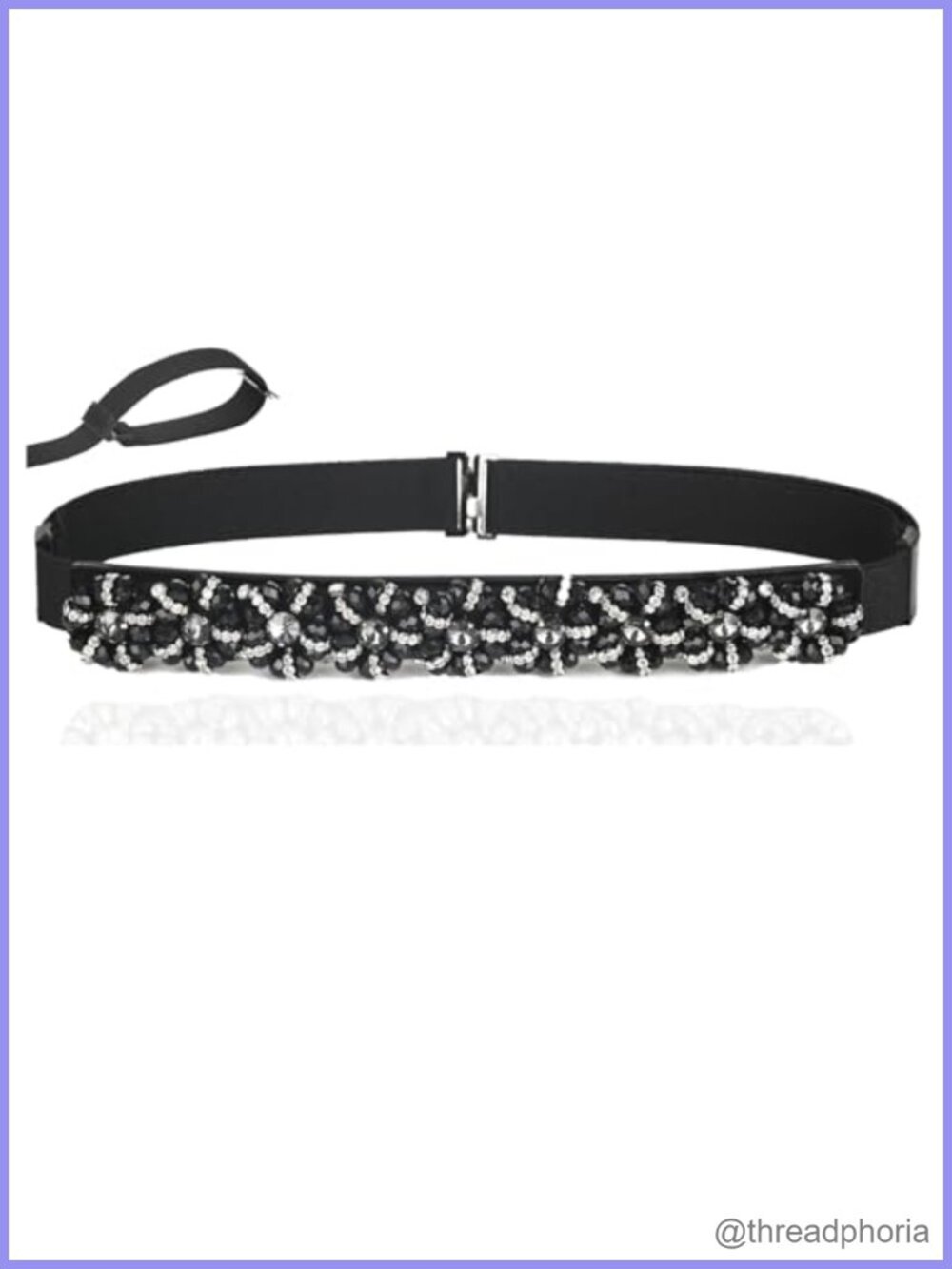 Rhinestone Beaded Stretchy Thin Belt Adjustable Dress Waist Belt